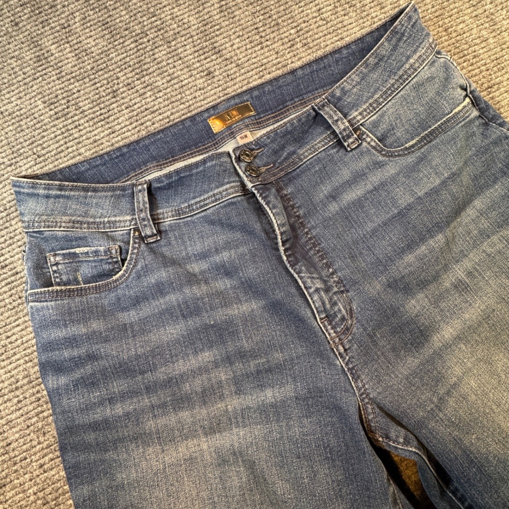 Kut From The Kloth Fab Ab Crop Straight Leg Jeans 16W Blue Denim High Rise